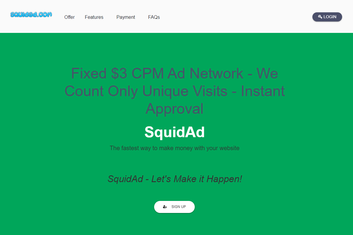 SquidAd CPM Ad Network For Small Publishers